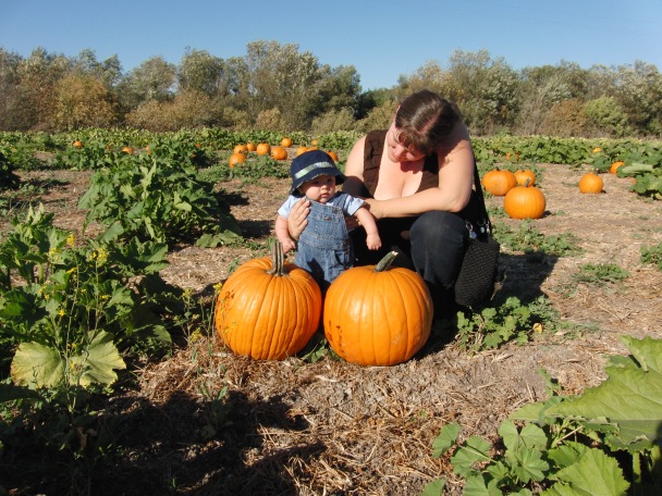 ORB and mama with pumpkins